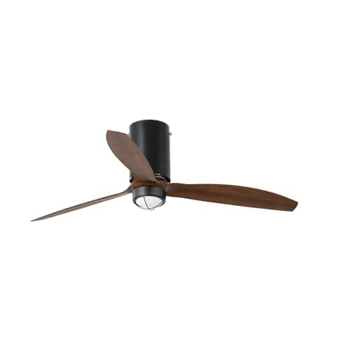 Image of Faro MINI Tube LED Matt Black, Wood Ceiling DC Motor, 3000K