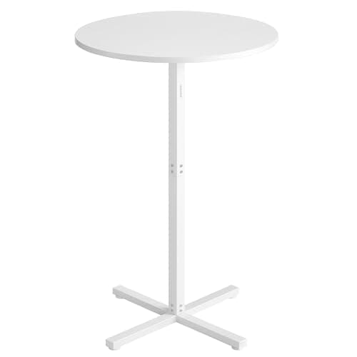 Image of VASAGLE Bar Table, High Dining Table, Metal Frame, 60 x 60 x 104.5 cm, Easy to Assemble, With Cross Base, for 2-3 People, Modern, Snow White LBT361W01