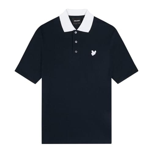 Image of Lyle & Scott Tonal Ringer Polo Shirt Dark Navy/White M