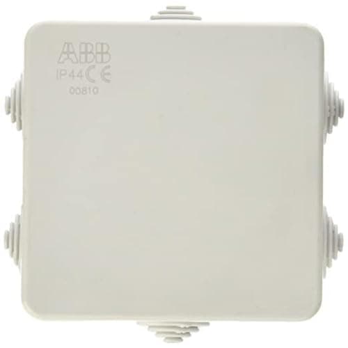 Image of ABB IP44 Junction Box • Waterproof Electric Cable Connector Unit • Cable Glands Included • Shockproof Adaptable Electric Box • Indoor/Outdoor Box • 80 x 80 x 40mm