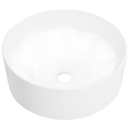 Image of vidaXL Ceramic Wash Basin - Contemporary Round 36x14 cm Basin with High Gloss Finish - Simple to Clean - Suits Any Decor - Charming White