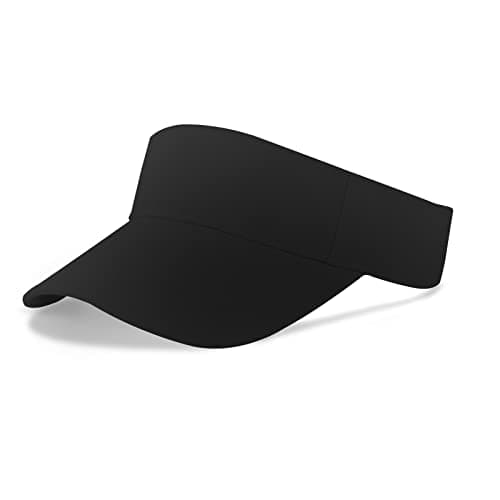 Image of Aomig Sun Visor Cap for Women, Plain Empty Top Baseball Cap Adjustable Sports Casual Cap, Breathable Ponytail Baseball Hat, Unisex Twill Golf Tennis Summer Visor Hats for Outdoor Black