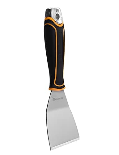 Image of ROLLINGDOG Bent Heavy Duty Paint Scraper - 3" Wallpaper Scraper Tool for Removing Paint Glue Grout Varnish, Stainless Steel Blade with Ergonomic Rubber Handle