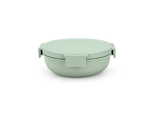 Image of Brabantia - Make & Take Salad Bowl 1.3L - Removable Tray for Toppings & Dressing - Airtight Closure - Leakproof - Secure Click Closing - Suitable for Freezer - Dishwasher & Microwave Safe - Jade Green