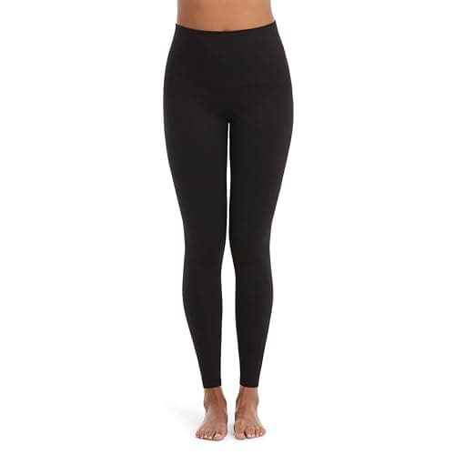 Image of Spanx Seamless Leggings - Comfortable Athletic Wear - Core & Tummy Control for Shaping - Natural Waist Fit - Black - Small