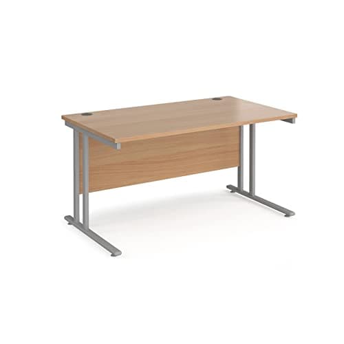 Image of DAMS Maestro 25 SL straight desk 1400mm x 800mm - silver cantilever frame, beech top