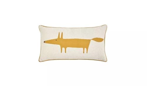 Image of AIDNI Scion Mr Fox Boucle Cushion Cream Rectangular Cushion with Fox Design, Textured Boucle Throw Pillow, Cotton Blend Decorative Cushion 30x60cm