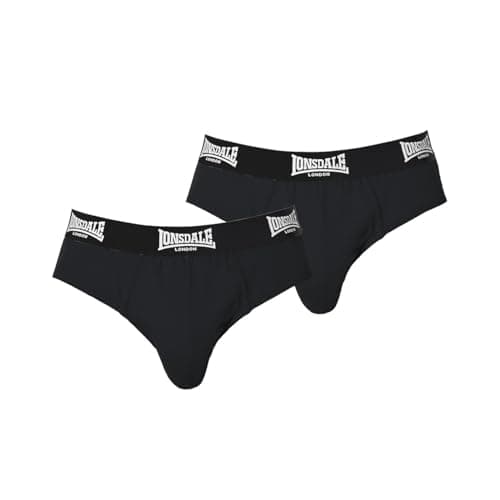 Image of Lonsdale Mens 2Pk Brief Underwear Briefs Elasticated Waist Black S