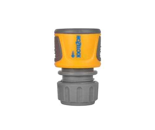Image of HOZELOCK - Hose Connector Plus ø 12.5- 15mm (1/2- 5/8") Soft Touch: Watertight, Non-slip, Flexible Hose-tail Prevents Twisting, Swelling and Leaks [2070 0000], Yellow/Grey