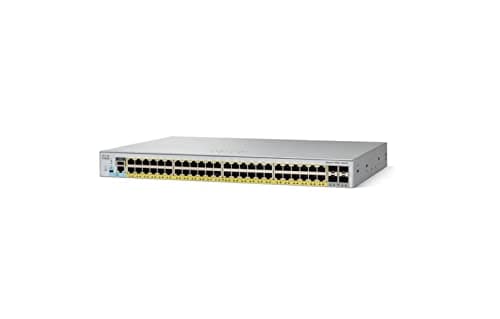 Image of Cisco Catalyst 2960L-48PS-LL Network Switch, 48 Gigabit Ethernet PoE+ Ports, 370W PoE Budget, four 1 G SFP Uplink Ports, Enhanced Limited (WS-C2960L-48PS-LL) grey