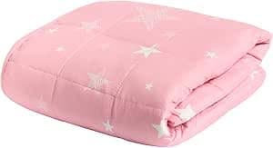 Image of Dreamscene Star Weighted Blanket Sleep Insomnia Therapy Anxiety Relief Autism Reversible Fluffy Teddy Fleece Throw, Blush Pink, 100 x 150cm - 3kg (Disclaimer:Only Suitable for Age 3+Years)