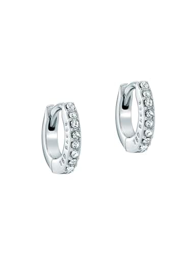 Image of Ted Baker Hettie Crystal Hoop Earrings (10mm outside diameter) for Women (Silver/Crystal)