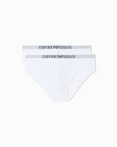 Image of Emporio Armani Man's Soft Touch Bamboo Viscose 2-Pack Brief, White, L