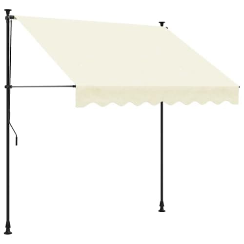 Image of vidaXL Retractable Awning - Cream Fabric 250x150 cm, Steel Frame, UV-, Adjustable Height for Patios/Balconies
