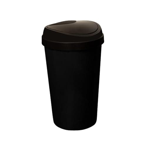 Image of SPECTRAPLAST® 50L Top Touch Kitchen Bin Large Indoor Rubbish Bin with Coloured Lids (Black, Blue, Red, Silver, Green, Yellow) – Hands-Free Waste Disposal for Kitchen, Home, Office & Recycling (BLACK)