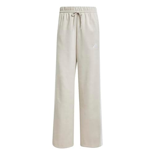 Image of adidas Women's Essentials 3-Stripes Open Hem Fleece Pants, Wonder Alumina/White, S
