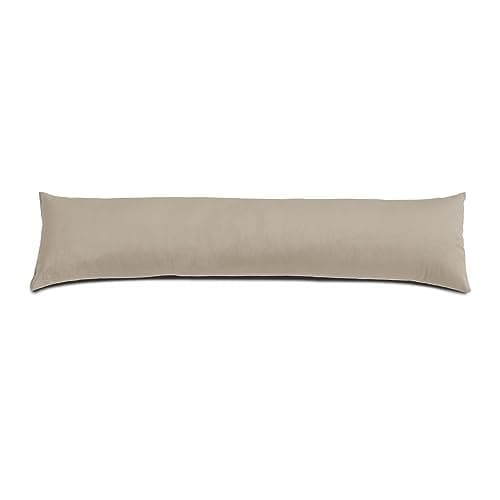 Image of Lancashire Textiles Velvet Draught Excluder Draft Wind Stopper Door and Window Guard Efficient Energy Insulator, Weighed Fabric – Hollow Filled Door Draft Excluder [Beige; 85 X 20cm]