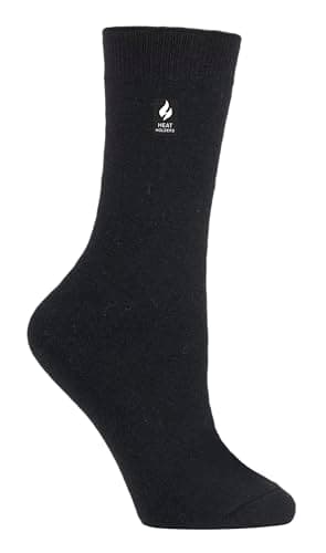 Image of HEAT HOLDERS Ultra Lite - Ladies Thin Lightweight 1.0 TOG Winter Warm Casual Thermal Dress Socks (4-8 uk, Solid Black)