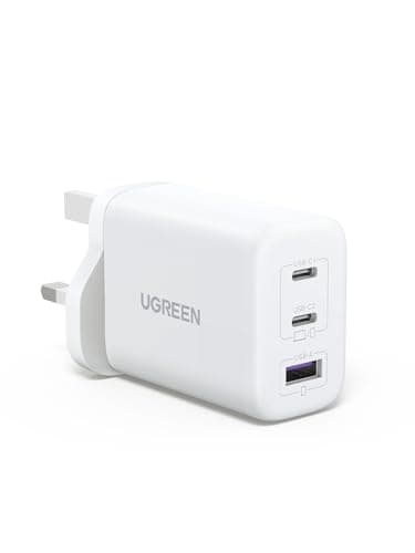 Image of UGREEN USB C Charger 65W GaN Fast Charger 3-Port PD Charger UK Plug Compact Travel Adapter Compatible with MacBook Pro/Air, iPad Pro/Air, iPhone 17 Pro/Air/17/16, Galaxy S25/S24, Pixel, etc (White)