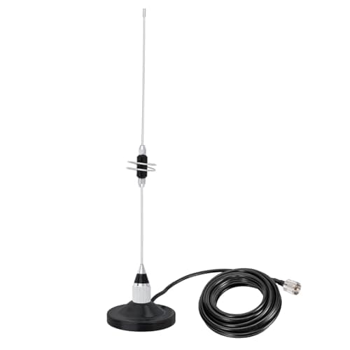 Image of Bingfu Dual Band Mobile Radio Antenna VHF UHF 136-174MHz & 400-460MHz, 39cm Vehicle Ham Antenna with Magnetic Base, PL259 Connector, 5m Cable for Two-Way Radios and Amateur Communication Devices