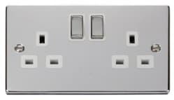 Image of Click deco polished chrome VPCH536WH 13A 2 Gang DP Switched Socket white insert