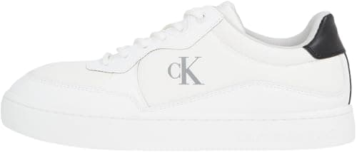Image of Calvin Klein Men’s Classic Tech Ripstop Low Top Cupsole Trainers, White (Bright White/Black), 8