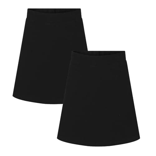 Image of Girls Skorts 2 Pack PE Games School Uniform 2 in 1 Shorts Skirt 7 to 16 Years (Black 15-16Y)