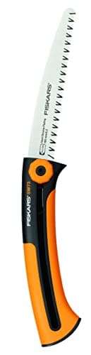 Image of Fiskars Handsaw for Fresh Wood, Coarse Serration, Saw Blade Length: 16 cm, Retractable, Stainless Steel Saw Blade, Black/Orange, Xtract, SW73, 1000613