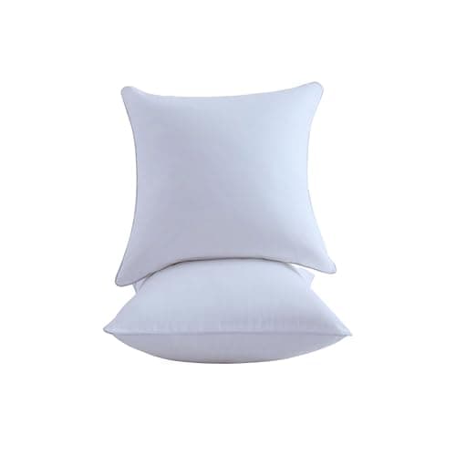 Image of ELOVELA Cushion Inserts 45cm x 45cm Fluffy White Hypoallergenic Hollowfibre Cushions, Luxury Bounce Back Sofa Cushions Inner with Breathable Polycotton Cover (Pack of 2)