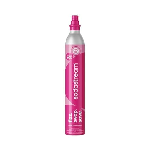 Image of SodaStream - CO2 Cylinder for Sparkling Water Maker, Quick Connect Gas system, Makes 60 Litres Fizzy Drinks, Compatible with Terra, Duo and Art, Reduce Plastic Waste, Pink