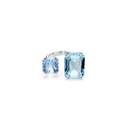 Image of Swarovski Millenia open ring, Octagon cut, Blue, Rhodium plated