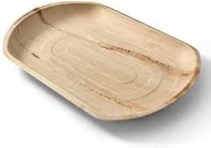 Image of ECO Leaf 10 Disposable Palm Leaf Serving Platters, Large Oval 22" x 12" (56cm x 30cm), Trays Starters Canape Wedding Plates, Like Wooden Plates | Sturdy Hot Food Trays, Eco-Friendly Food Trays