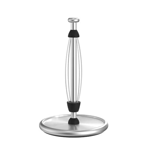 Image of VEHHE Kitchen Roll Holder Free Standing with Weighted Base, One-Handed Tear Paper, Stainless Steel Kitchen Paper Towel Holder with Ratchet System and EVA Non-Slip Pad for Bathroom and Galley Silver