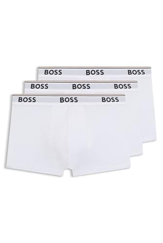 Image of BOSS Mens Trunk 3P Power Three-Pack of Logo-Waistband Trunks in Stretch Cotton
