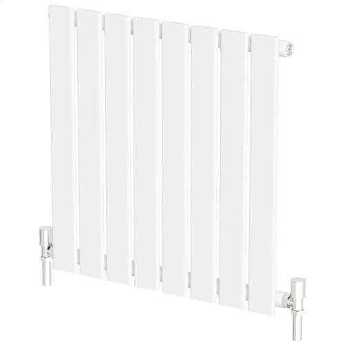Image of Radiant Living White Horizontal Radiator 600 x 604mm – Single Flat Panel Designer Radiator, High Efficiency Modern Steel Heating for Living Room & Bathroom