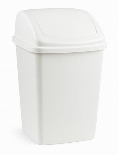 Image of Best House | Swing Bin 35 Liters | White | 1 Pc | Waste Bin, Durable, Lightweight Hinged Swing Lid for Kitchen, Office, and Home Use – Odor-Reducing Design - L 36 cm x W 28.5cm x H 55cm