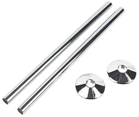 Image of Radiator Pipe Sleeve Covers and Pipe Collars in Chrome Effect 15mm x 200mm (2 x 2 Pack)