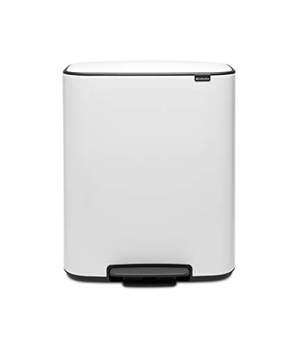 Image of Brabantia Bo Pedal Bin - 2 x 30L Inner Buckets (White) Large Waste/Recycling Kitchen Bin - Soft Closing Lid