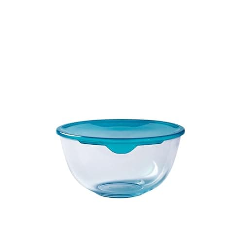 Image of Pyrex Microwave Safe Classic Round Glass Dish Plastic Lid 1.0 Litre Blue (Pack of 2)
