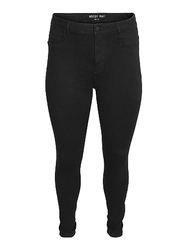 Image of Noisy may Womens Nmcallie Hw Vi023bl Curve Noos Jeans, Black Denim, 20 UK