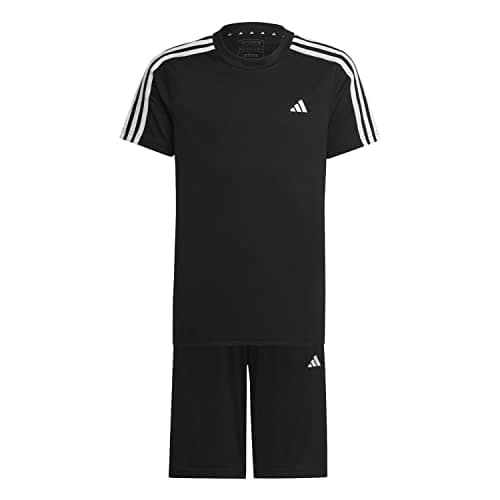 Image of adidas Unisex Kids Train Essentials AEROREADY 3-Stripes Regular-Fit Training Set, Black/White, 7-8 Years