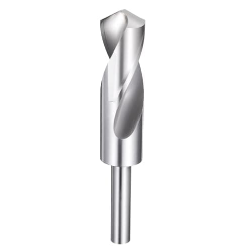 Image of sourcing map 27mm Drill Bit 1/2" Reduced Shank Round 4241 High Speed Steel Uncoated (Bright) 118° Standard Point for Plastic Wood Copper Aluminum Iron Medium Soft Metal
