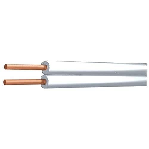 Image of Merriway BH01468 2-Core Standard Figure 8 Solid Copper Thermostat Bell Wire Cable, Door Bell Intercom Phone Entry, 0.5mm White, 25 Metres (88.5 feet)
