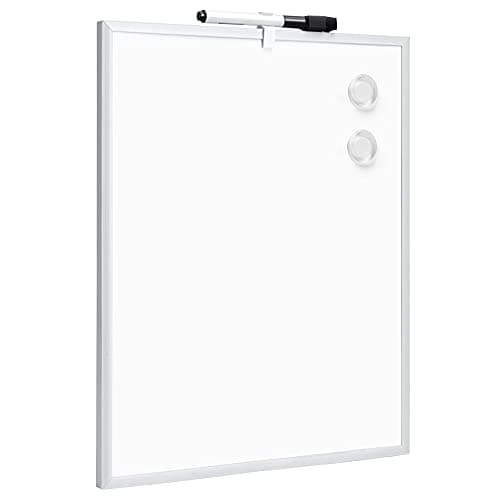 Image of Amazon Basics Magnetic Dry Wipe Whiteboard, Dry Erase, Aluminum Frame, Magnetic Bulletin Board, Adhesive Wall Mount, for Home, Office, School, 28 x 36 cm