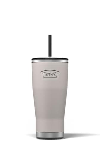 Image of Thermos - Stainless Steel Sandstone Icon Straw Cup (710ml) BPA Free Metal Water Bottle with Straw, Reusable Gym Bottle, 22hrs Cold Drinks Flask