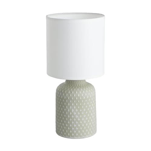 Image of Eglo Bellariva Table lamp, 97774, Bedside lamp, Ceramic in Grey, Textile in White, Living Room lamp, lamp with Switch, E14 Socket