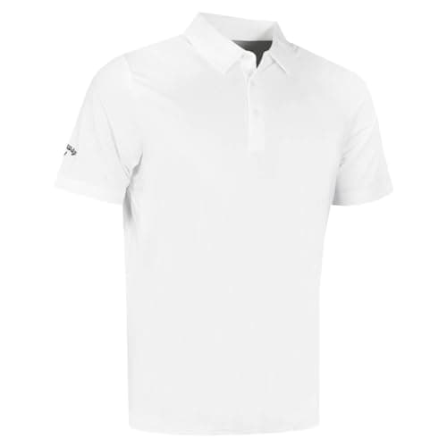 Image of Callaway Golf Mens Swingtech Solid Polo Shirt - Bright White - XS