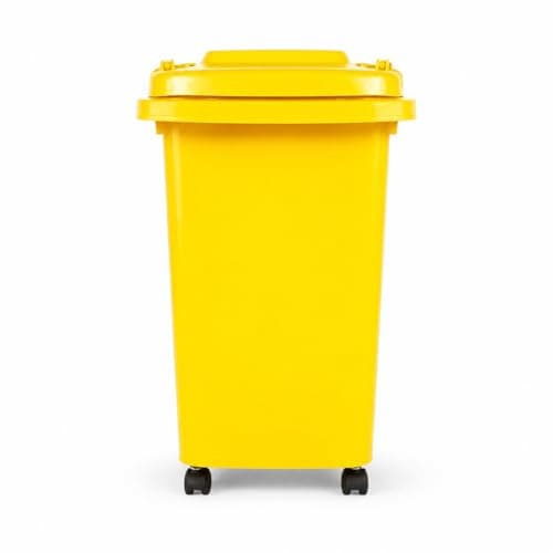 Image of BURAKH Recycling Wheelie Bin Dustbin Rubbish Waste Trash Kitchen Home Office 30L 50L | Indoor Outdoor Rubbish Waste with Wheels | Recycling Food Dustbin Outdoor Wheelie Bin Green/Red (Yellow, 30L)