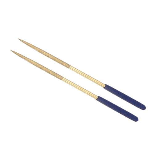 Image of CoCud Diamond Coated Needle File, | 5mm Shank 180mm Length|, Titanium Coated Round Files Sharpening Tool - (Applications: for Metal Glass Stone), 2-Pieces