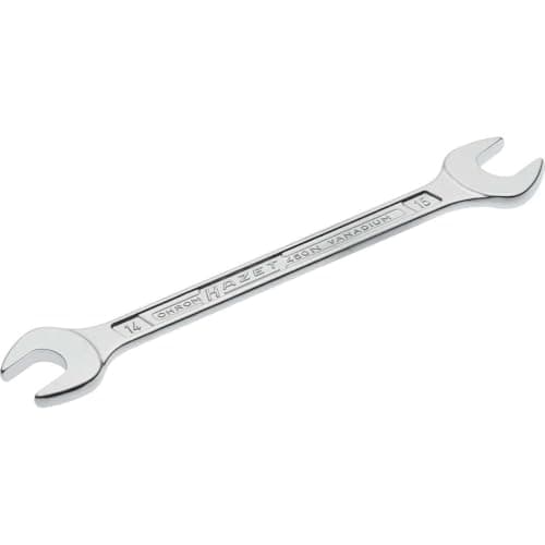Image of HAZET 450N-14X15 187.8 mm Hexagon Profile Double Open-End Wrench - Chrome-Plated
